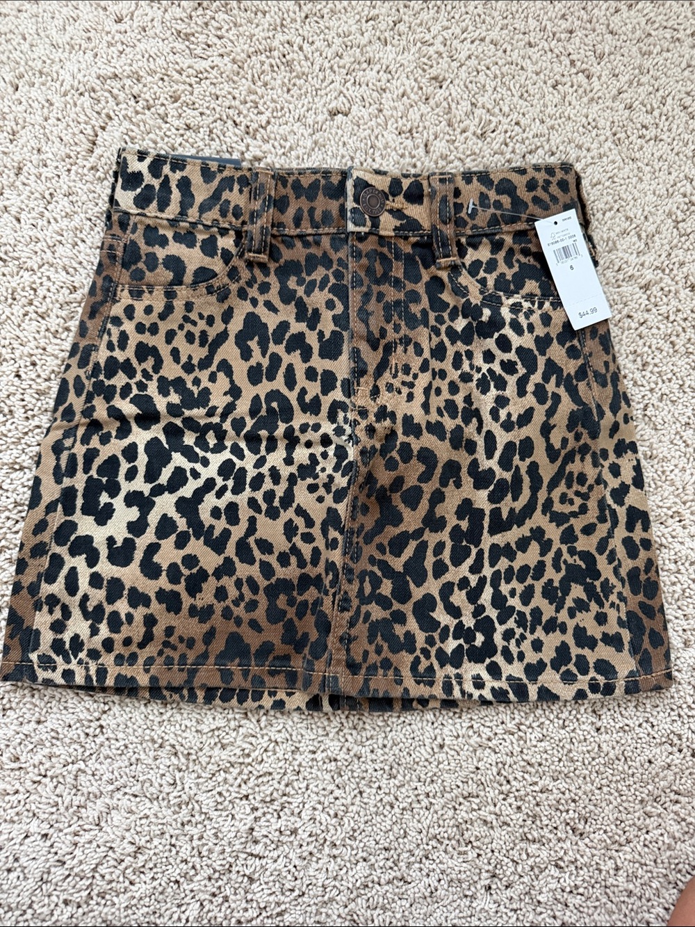NWT GAP Girls Leopard Print Denim Skirt - Brown & Black size 6